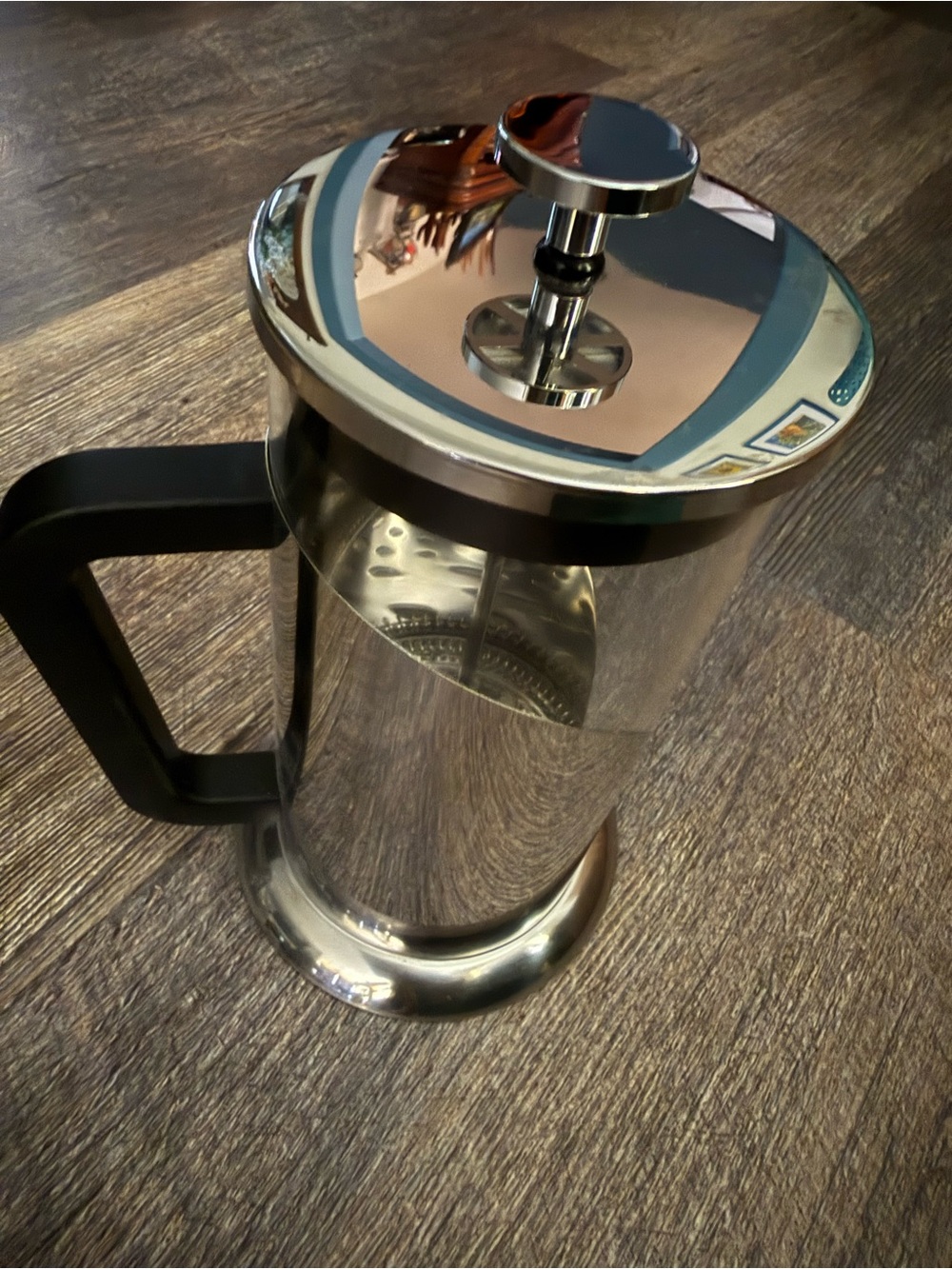 Stainless Steel and Glass French Press Coffee Maker - Black Handle